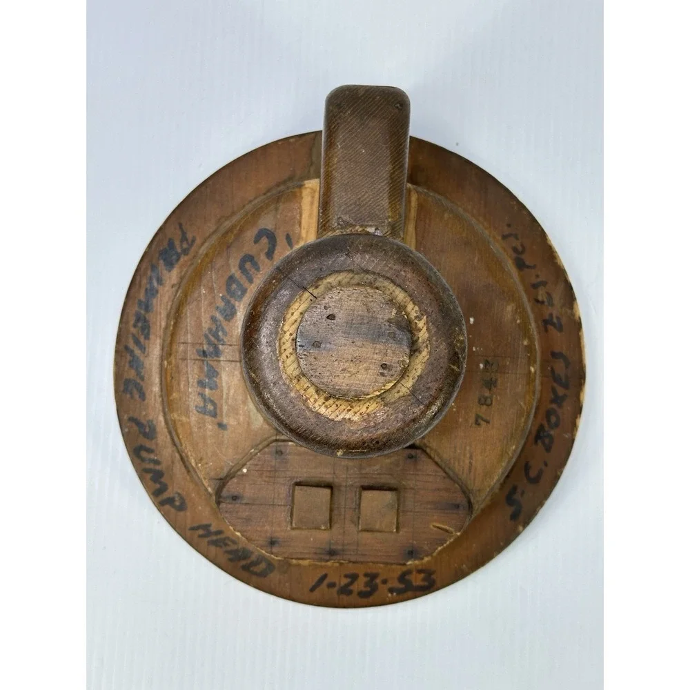 Vintage Wood Foundry Mold Pattern Casting Priming Pump Head Cubahama 1-23-53